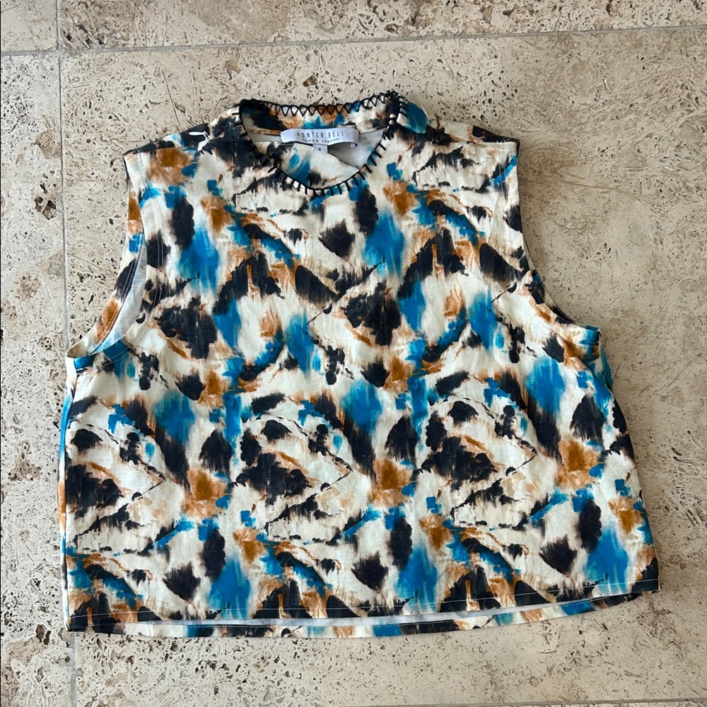 Hunter Bell Abstract Print Sleeveless Blouse
